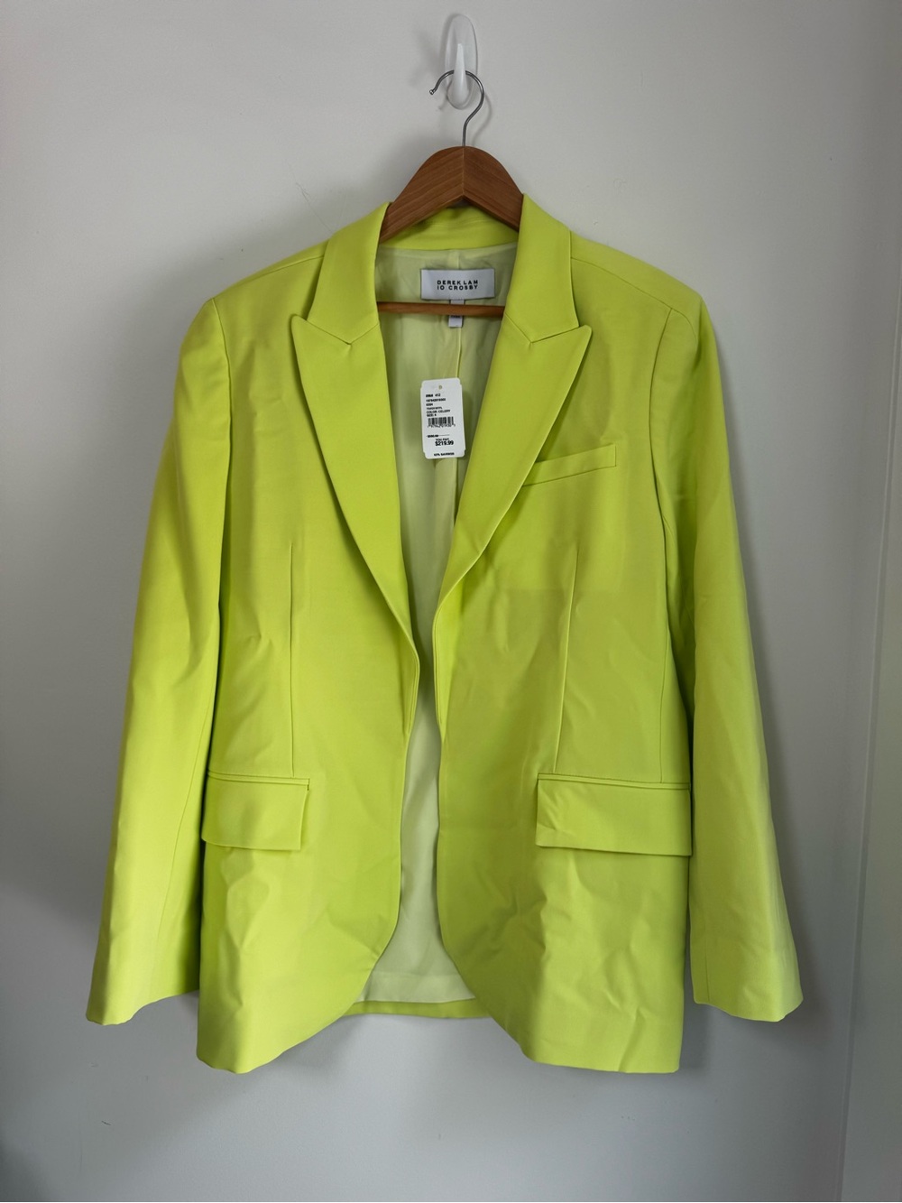 NWT 10 Crosby Derek Lam Neon Yellow Single-Button Blazer Size 6